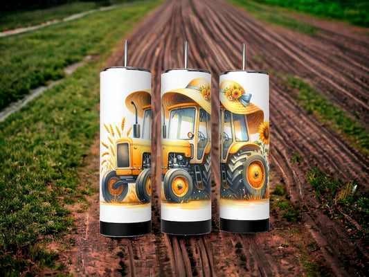 Harvest Sunrise Tumbler – Insulated Stainless Steel Mug with Tractor Design